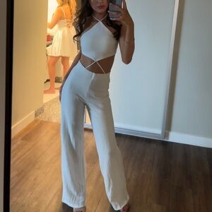 White Fox Boutique White Textured Jumpsuit